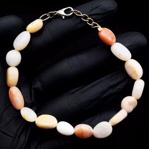 Pink Australian Opal 53 Cts Natural Gemstone Beaded Bracelet Size US 7.5"
